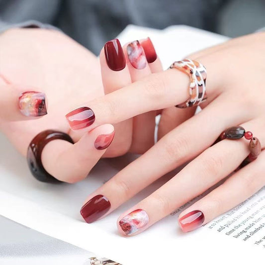 Daily Nails - Red Brown Marble
