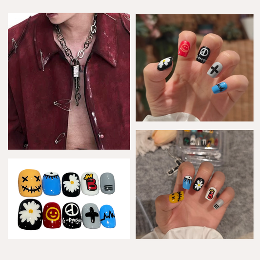 Men's Nails - Multi-Color Trendy