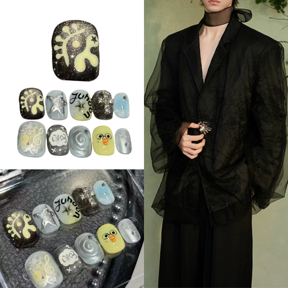 Men's Nails - Silver Gray Galaxy