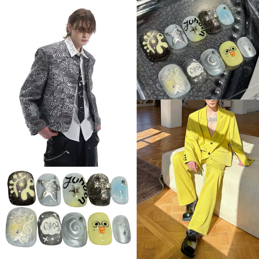 Men's Nails - Silver Gray Galaxy