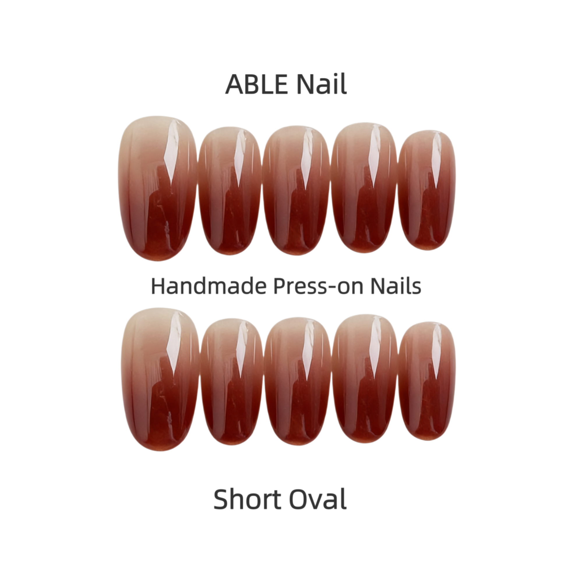 ABLE Nail short oval handmade press-on nails on a white background