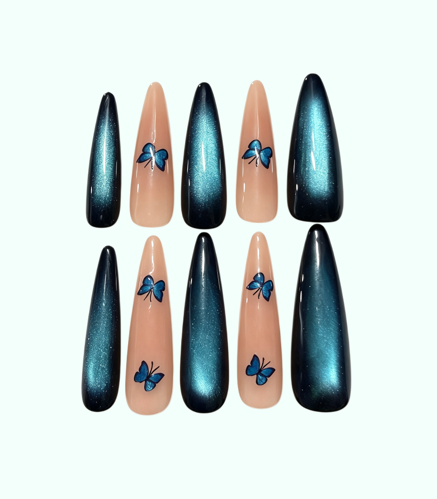 Blue Black Butterfly Cat Eye