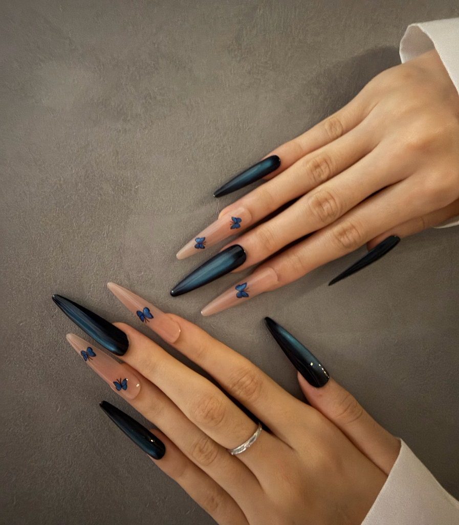 Blue Black Butterfly Cat Eye