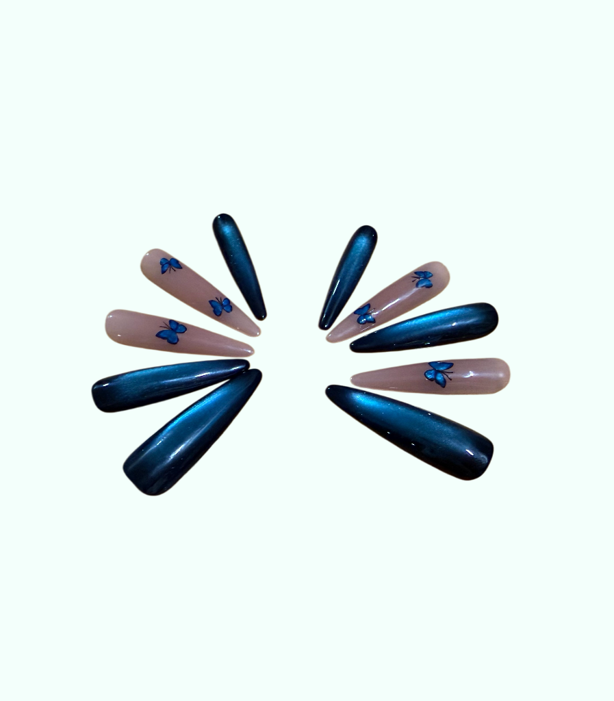 Blue Black Butterfly Cat Eye