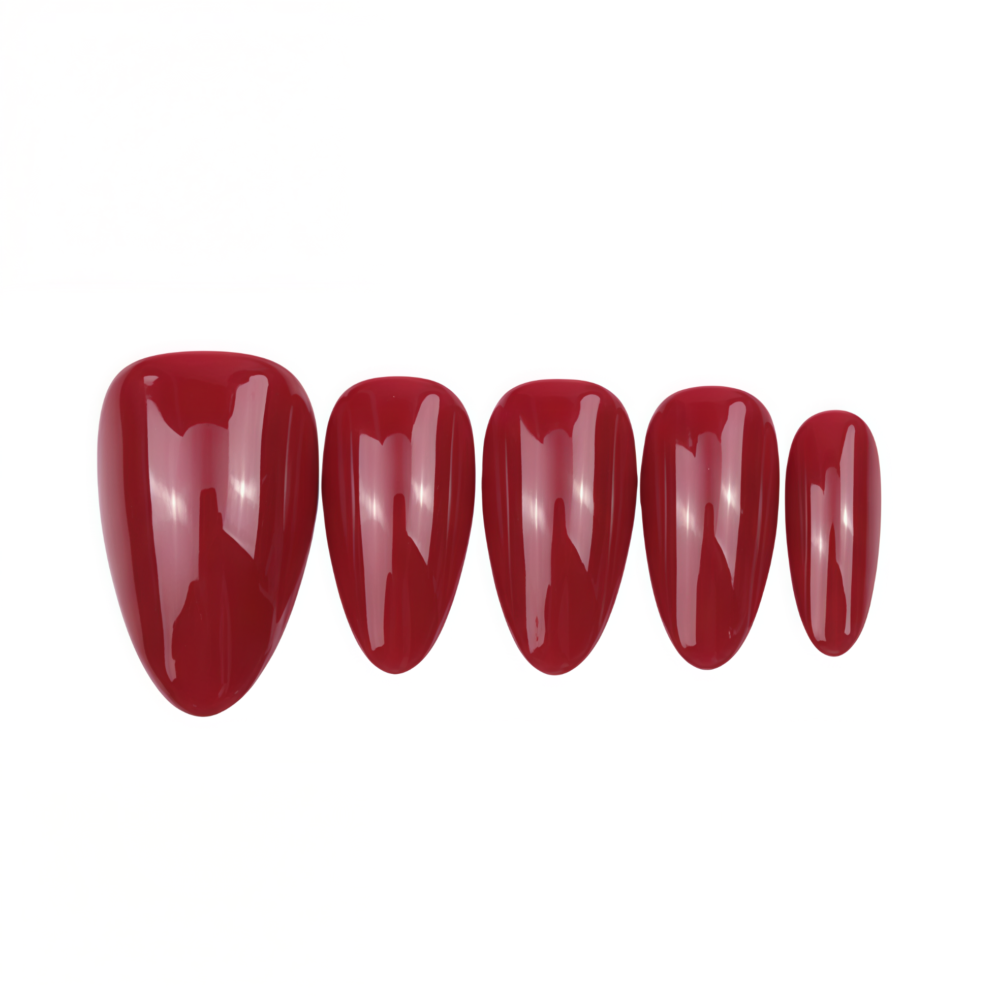 Set of red nail polish on a white background