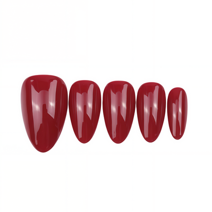 Set of red nail polish on a white background