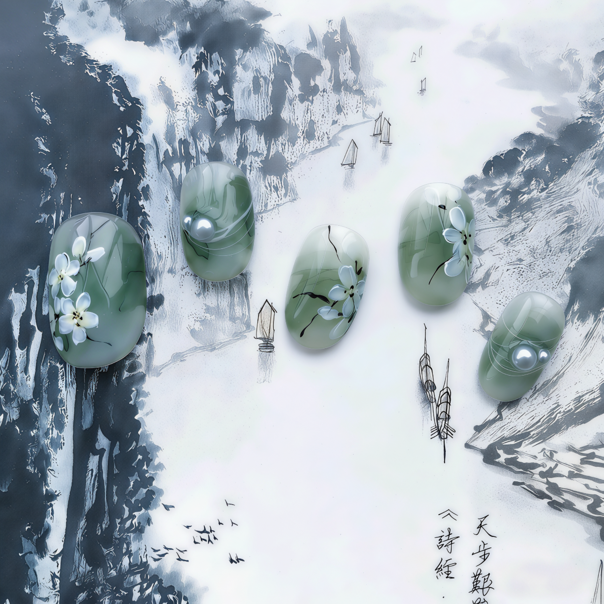 Decorative stones with flowers on a artistic background