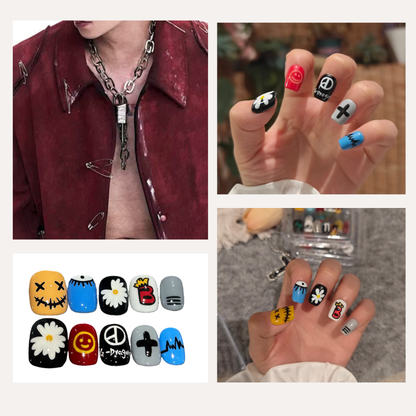 Men's Nails - Multi-Color Trendy