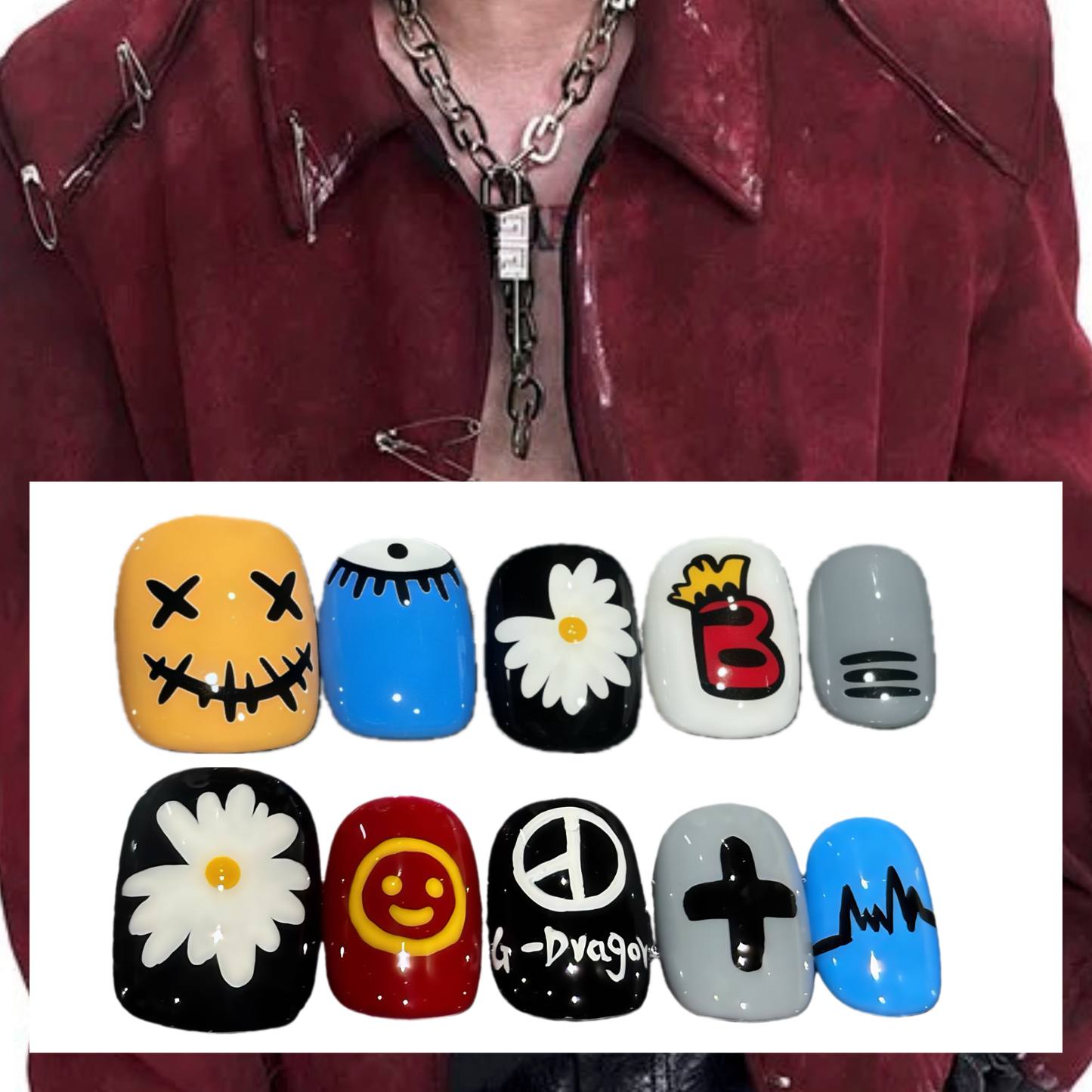 Men's Nails - Multi-Color Trendy