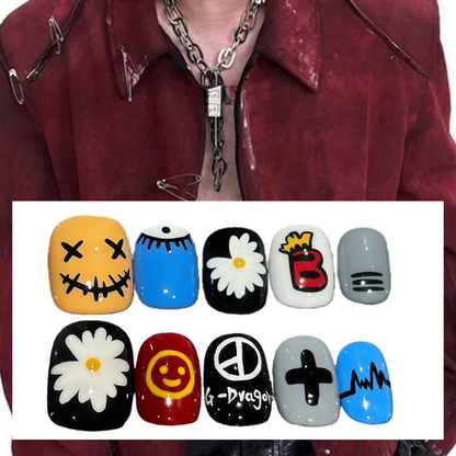 Men's Nails - Multi-Color Trendy