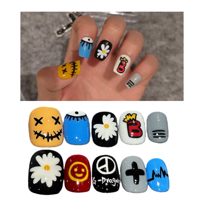 Men's Nails - Multi-Color Trendy