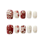 Set of nail art designs with floral patterns on a white background