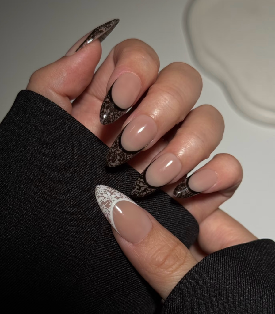 Dark Lace French Tip