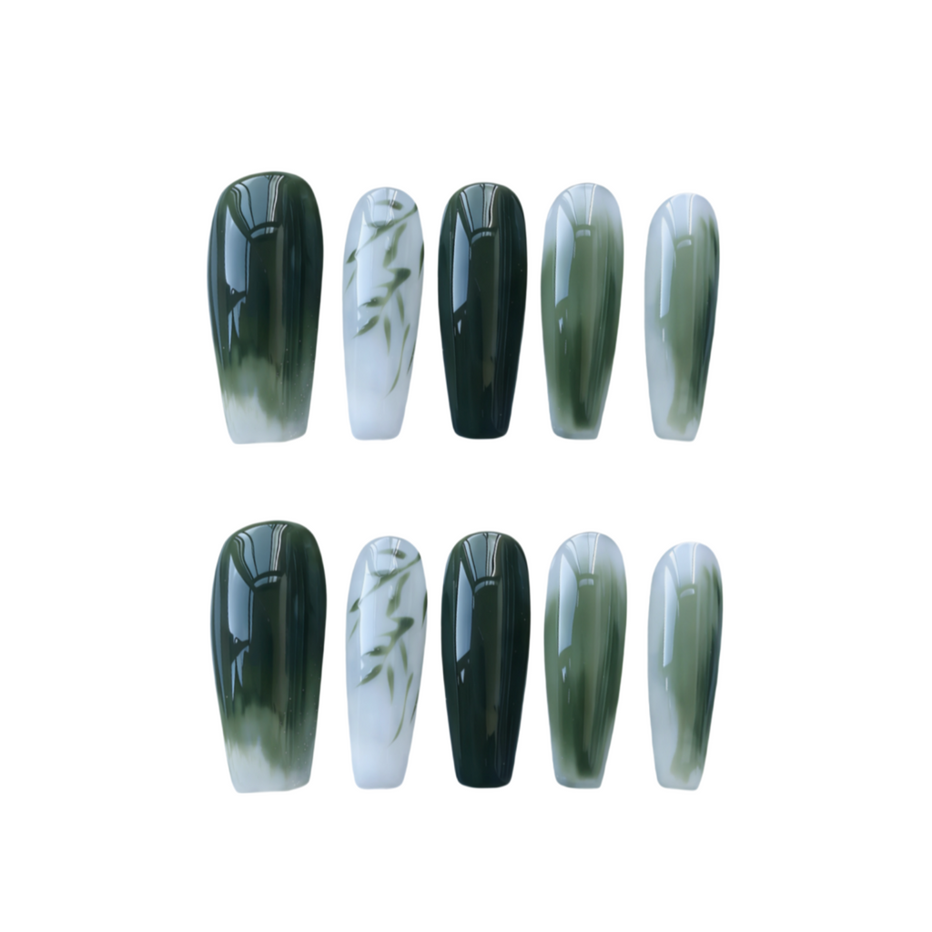 Set of gradient nail art designs on a white background