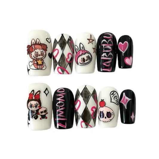 Set of nail art designs on white background