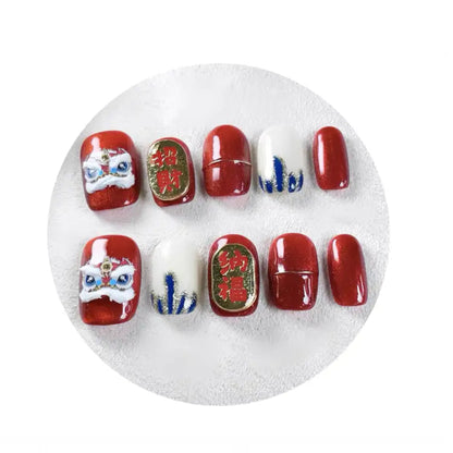 Set of nail art designs on a white background