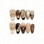 Set of decorative nails with crosses and pearls on a white background
