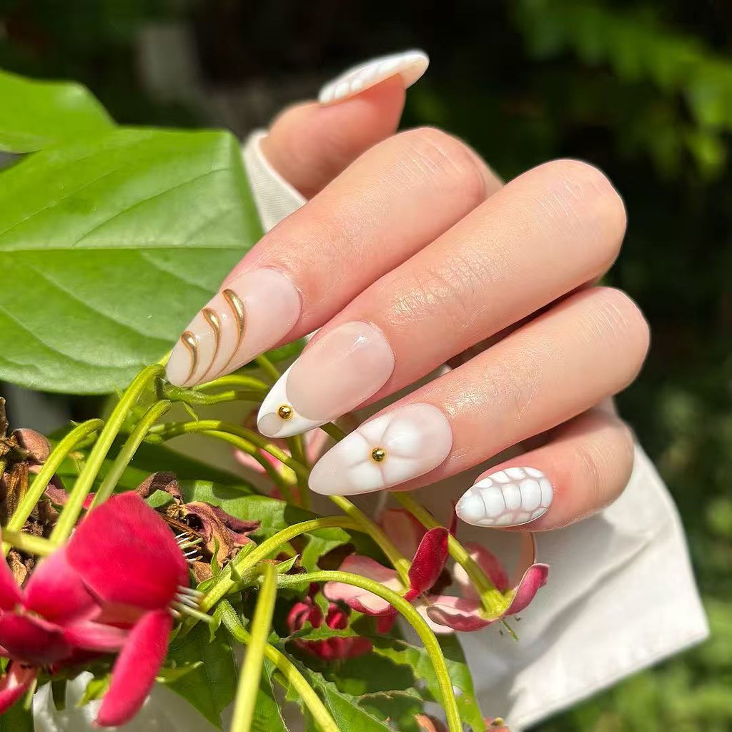 Nude Snake Print & Gold Accent