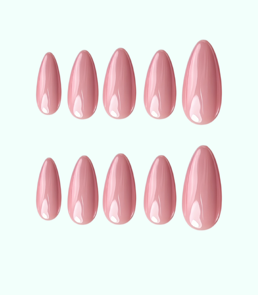 Set of pink nail polish samples on a white background