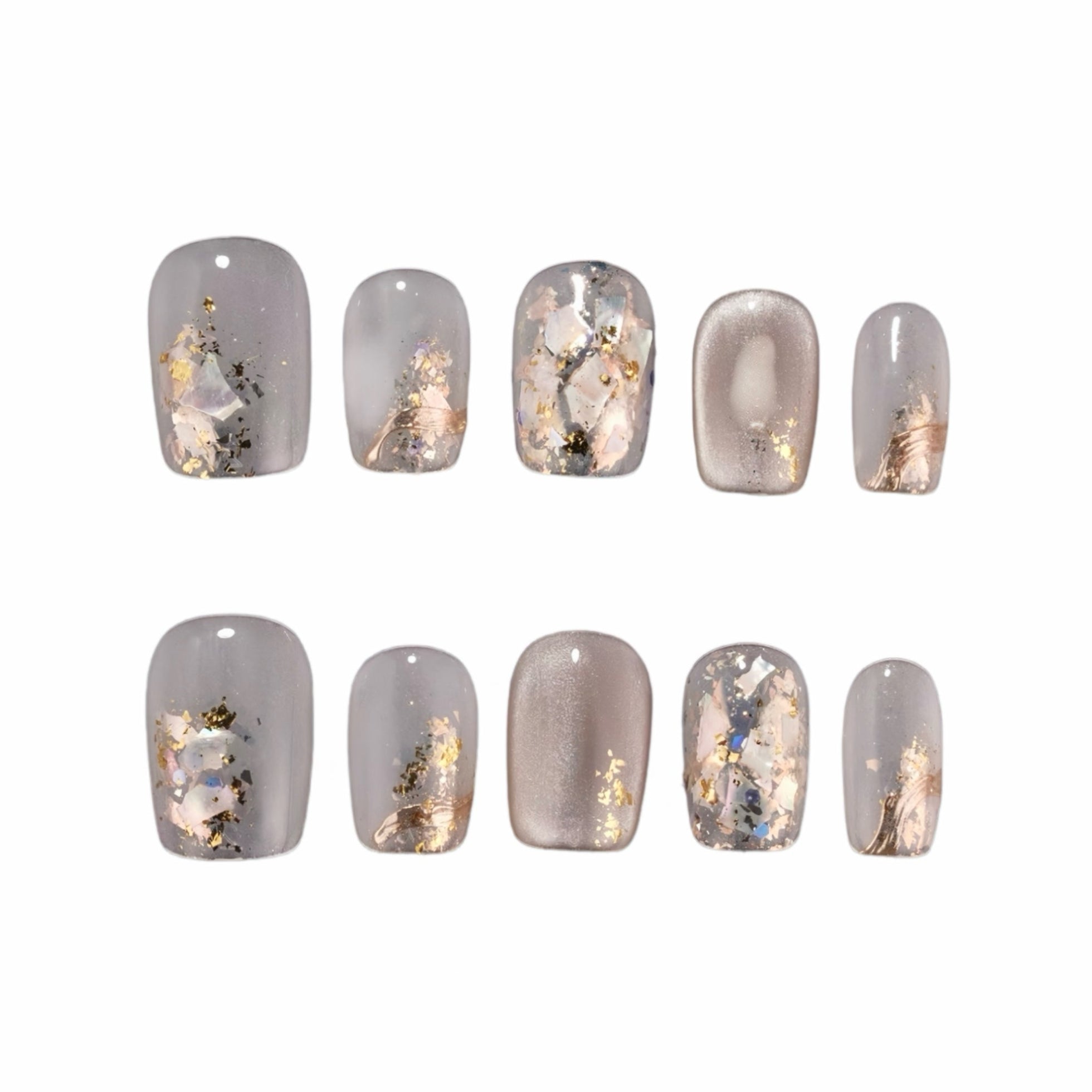 Set of nail art designs on a white background