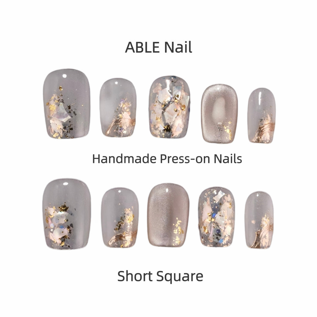 Handmade press-on nails displayed with 'ABLE Nail' branding on a white background.