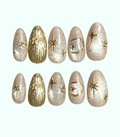 Set of gold and silver nail art designs on a white background