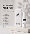 Able Nail peelable nail glue bottle and packaging on a neutral background